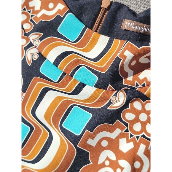 J McLaughlin S Brown Turquoise Biscayne Polynesian Shift Dress 862 - Picture 3 of 8